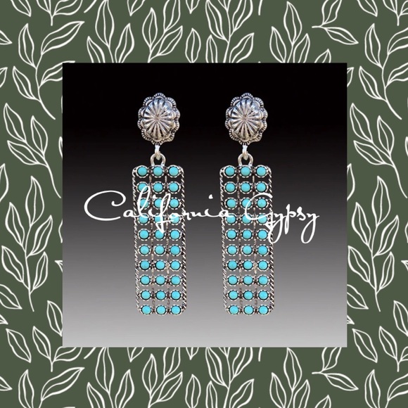 Turquoise Western Concho Earrings - Picture 5 of 7